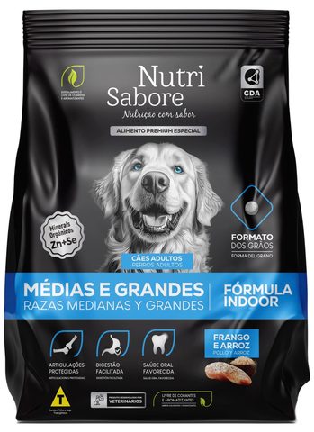 Ração Nutri Sabore Cães Adultos Raças Médias e Grandes Frango e Arroz 10,1kg