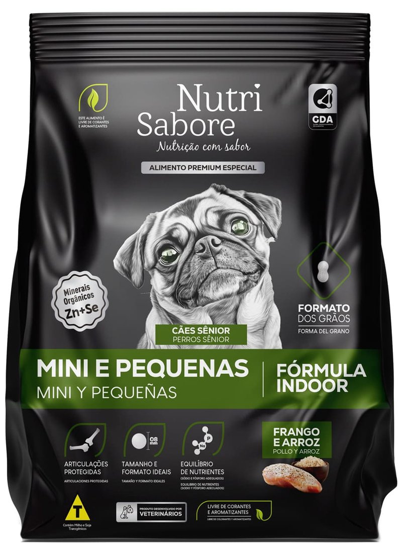 Ração Nutri Sabore Cães Sênior Raças Mini e Pequenas Frango e Arroz 10,1kg