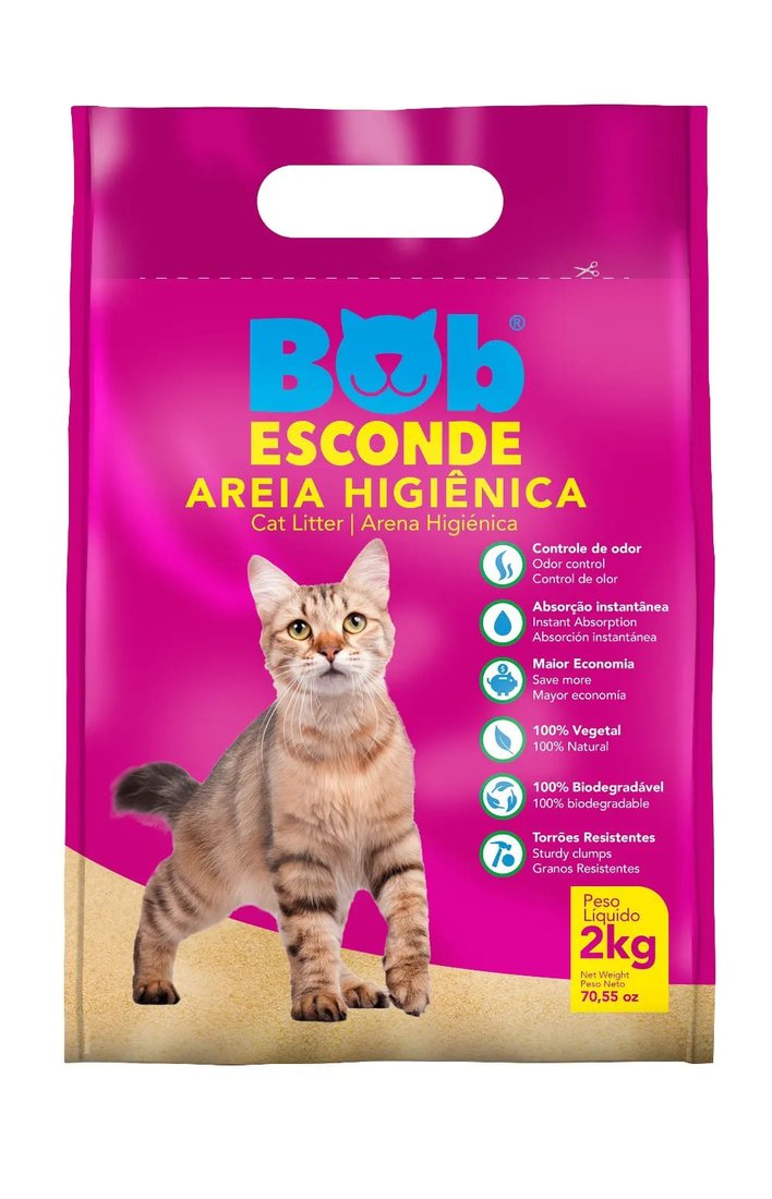 Areia Higiênica Bob Esconde Mandioca e Milho 2kg