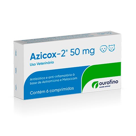 Azicox-2 50mg Antibiótico para Cães e Gatos 6 comprimidos