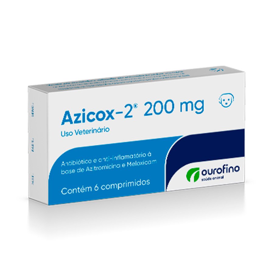 Azicox-2 200mg Antibiótico para Cães e Gatos 6 comprimidos