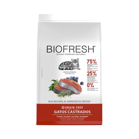 Ração Biofresh Super Premium Natural para Gatos Castrados Salmão e Frutas 7,5kg
