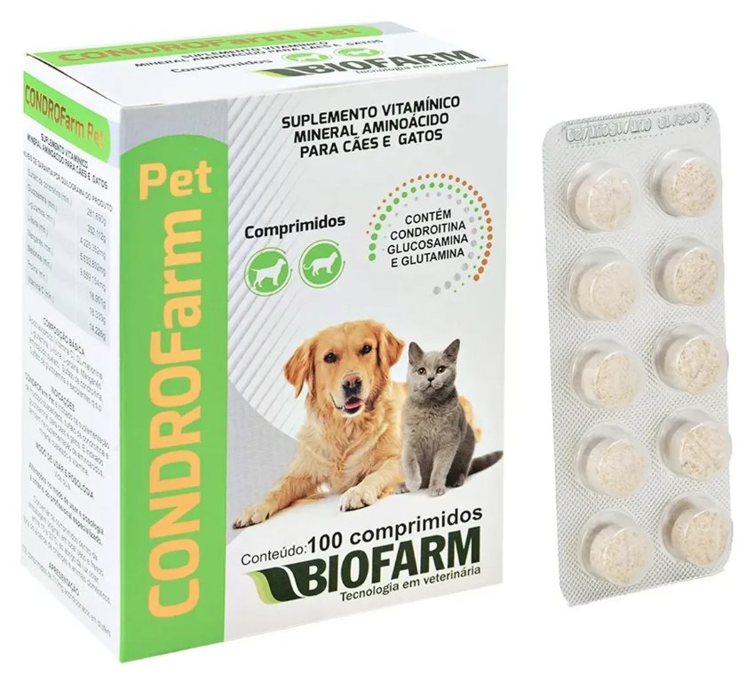 Suplemento Vitamínico Condrofarm Pet para Cães e Gatos 100 Comprimidos