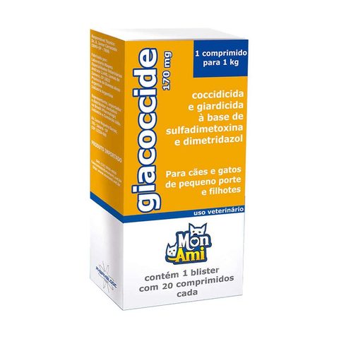 Giardicida e Coccidicida Giacoccide Mon Ami 170mg, 20 Comprimidos