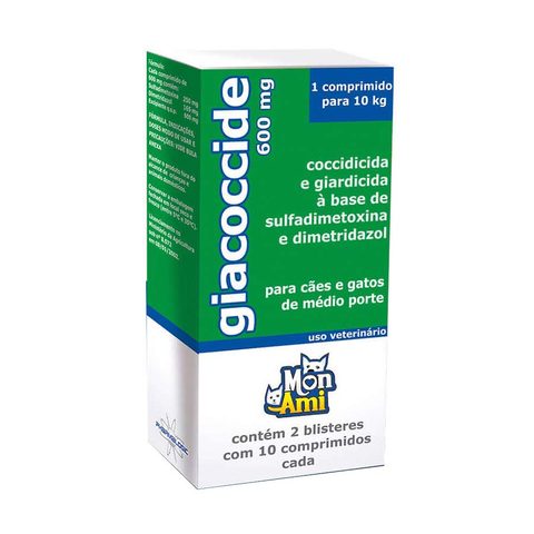 Giardicida e Coccidicida Giacoccide Mon Ami 600mg, 20 Comprimidos