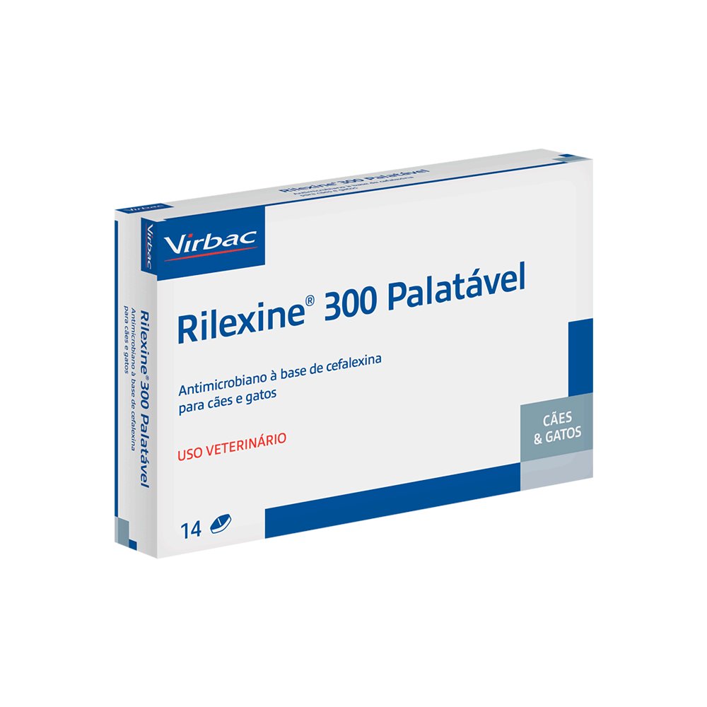 Antibiótico Rilexine 300mg Palatável para Cães 14 Comprimidos