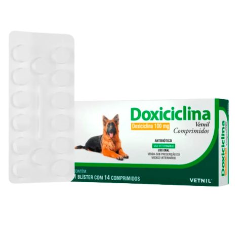 Antibiótico Deneri Doxiciclina 100mg para Cães e Gatos, 14 Comprimidos