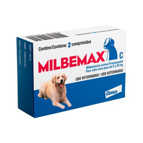 Vermífugo Milbemax C para Cães de 5 a 25kg, 2 Comprimidos