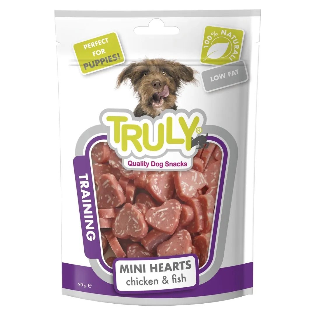 Petisco para Adestramento Truly Training Mini Corações de Frango e Peixe, 90g
