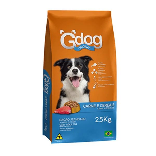 Ração Gdog Original Carne e Cereais para Cães Adultos, 25kg