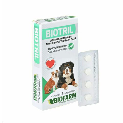 Vermífugo Biotril para Cães de até 10kg 4 Comprimidos